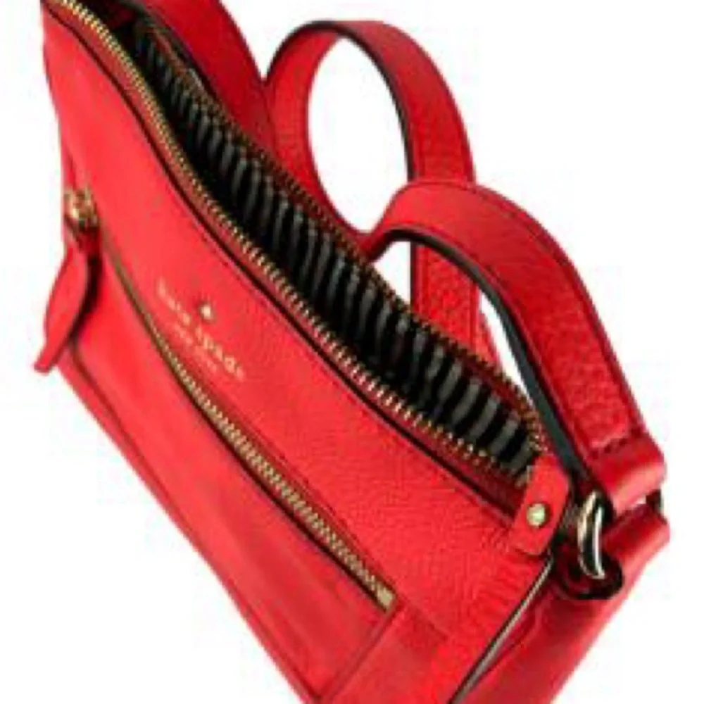 Kate Spade Crossbody Bag Women Coral Pebbled Leather Adjustable Strap